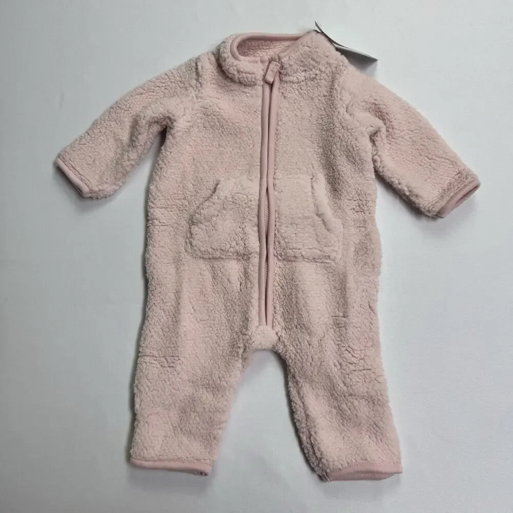 Carters Zip-Up 1 Piece Warm Long Sleeve Fleece Jumpsuit Size 3 Month Pink